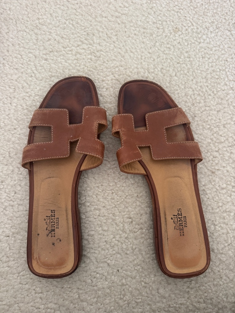 HERMES - Women’s Brown Oran Slide Sandals